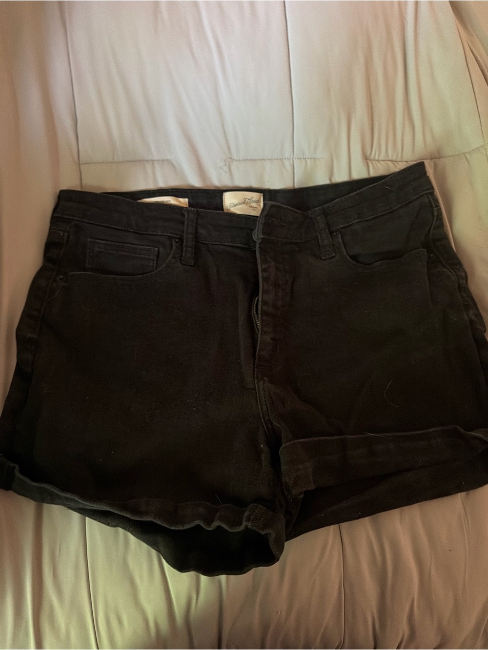 Universal Thread Black Rolled-Hem Denim Shorts